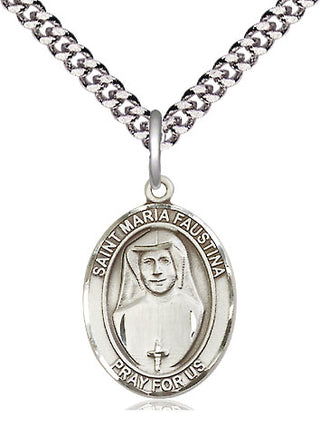 Pewter Saint Maria Faustina Medal Religious Jewelry Engraved Catholic Saint Jewelry