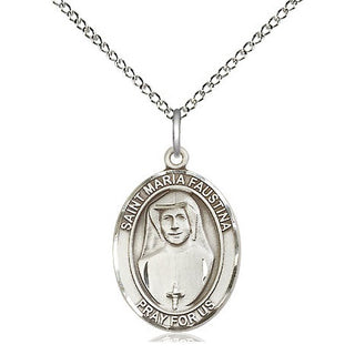 Sterling Silver Saint Maria Faustina Medal Religious Jewelry Engraved Catholic Saint Jewelry