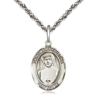 Sterling Silver Saint Maria Faustina Medal Religious Jewelry Engraved Catholic Saint Jewelry