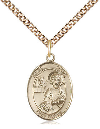 14kt Gold Saint Mark the Evangelist Medal Engraved Catholic Saint Jewelry