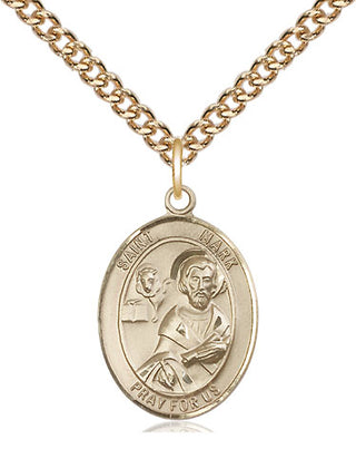 14kt Gold Saint Mark the Evangelist Medal Engraved Catholic Saint Jewelry
