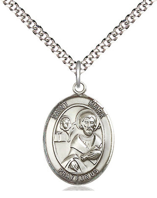 Pewter Saint Mark the Evangelist Medal Religious Jewelry Engraved Catholic Saint Jewelry