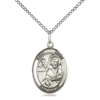 Sterling Silver Saint Mark the Evangelist Medal Religious Jewelry Engraved Catholic Saint Jewelry