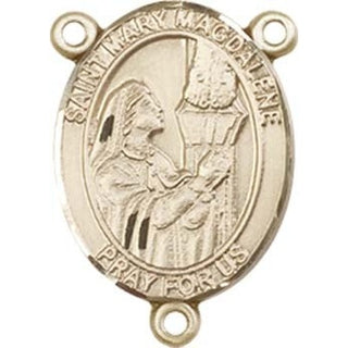 14kt Gold Saint Mary Magdalene Rosary Center Rosary Center Engraved Catholic Saint Jewelry
