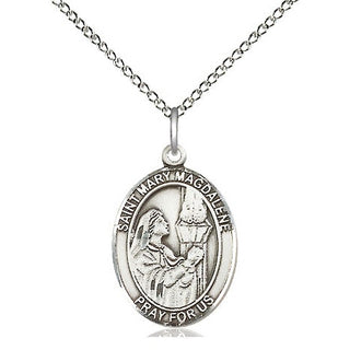 Sterling Silver Saint Mary Magdalene Medal Religious Jewelry Engraved Catholic Saint Jewelry