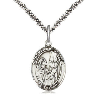 Sterling Silver Saint Mary Magdalene Medal Religious Jewelry Engraved Catholic Saint Jewelry