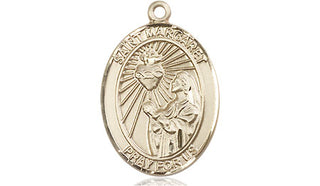 14kt Gold Saint Margaret Mary Alacoque Medal Engraved Catholic Saint Jewelry