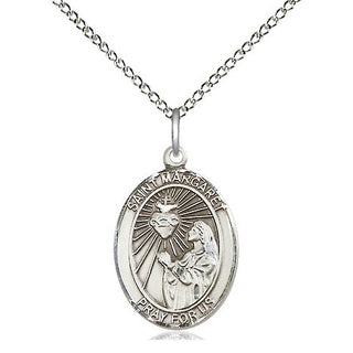 Sterling Silver Saint Margaret Mary Alacoque Medal Religious Jewelry Engraved Catholic Saint Jewelry