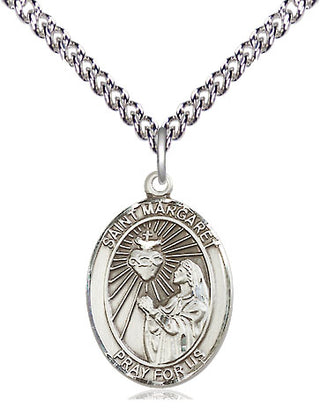 Sterling Silver Saint Margaret Mary Alacoque Medal Religious Jewelry Engraved Catholic Saint Jewelry