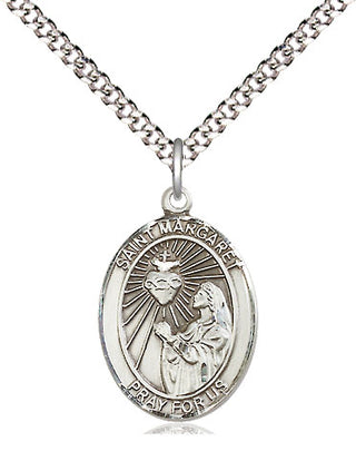 Sterling Silver Saint Margaret Mary Alacoque Medal Religious Jewelry Engraved Catholic Saint Jewelry