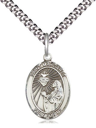 Sterling Silver Saint Margaret Mary Alacoque Medal Religious Jewelry Engraved Catholic Saint Jewelry