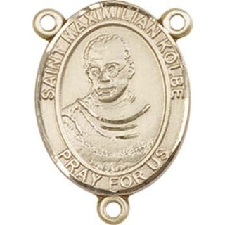 14kt Gold Filled Saint Maximilian Kolbe Rosary Center Rosary Center Engraved Catholic Saint Jewelry