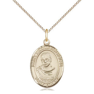 14kt Gold Saint Maximilian Kolbe Medal Engraved Catholic Saint Jewelry