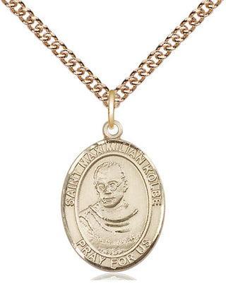 14kt Gold Saint Maximilian Kolbe Medal Engraved Catholic Saint Jewelry