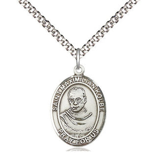 Pewter Saint Maximilian Kolbe Medal Religious Jewelry Engraved Catholic Saint Jewelry