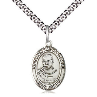 Pewter Saint Maximilian Kolbe Medal Religious Jewelry Engraved Catholic Saint Jewelry
