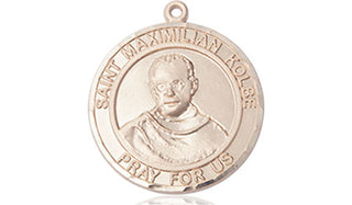 14kt Gold Saint Maximilian Kolbe Medal Engraved Catholic Saint Jewelry