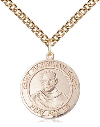 14kt Gold Saint Maximilian Kolbe Medal Engraved Catholic Saint Jewelry