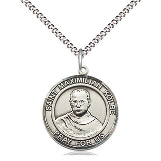 Pewter Saint Maximilian Kolbe Medal Religious Jewelry Engraved Catholic Saint Jewelry