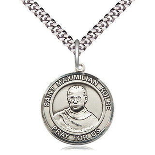 Pewter Saint Maximilian Kolbe Medal Religious Jewelry Engraved Catholic Saint Jewelry