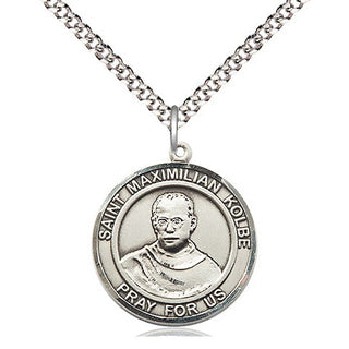 Pewter Saint Maximilian Kolbe Medal Religious Jewelry Engraved Catholic Saint Jewelry