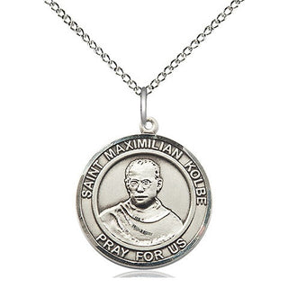 Sterling Silver Saint Maximilian Kolbe Medal Religious Jewelry Engraved Catholic Saint Jewelry