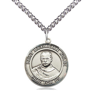 Sterling Silver Saint Maximilian Kolbe Medal Religious Jewelry Engraved Catholic Saint Jewelry