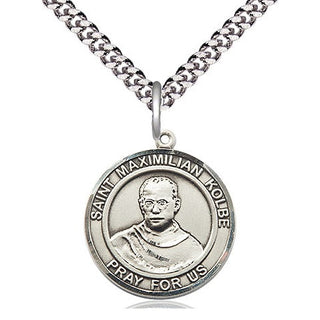 Sterling Silver Saint Maximilian Kolbe Medal Religious Jewelry Engraved Catholic Saint Jewelry