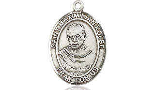 Sterling Silver Saint Maximilian Kolbe Medal Religious Jewelry Engraved Catholic Saint Jewelry