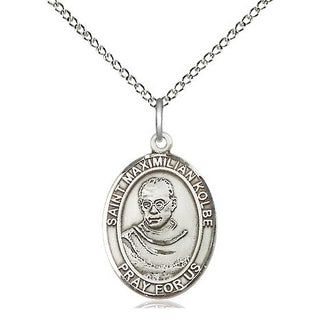 Sterling Silver Saint Maximilian Kolbe Medal Religious Jewelry Engraved Catholic Saint Jewelry