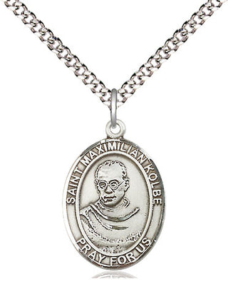 Sterling Silver Saint Maximilian Kolbe Medal Religious Jewelry Engraved Catholic Saint Jewelry