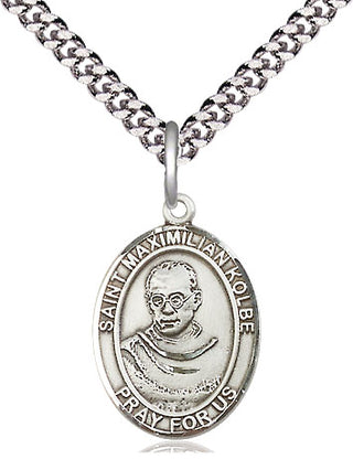 Sterling Silver Saint Maximilian Kolbe Medal Religious Jewelry Engraved Catholic Saint Jewelry