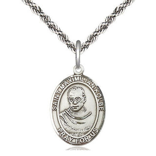 Sterling Silver Saint Maximilian Kolbe Medal Religious Jewelry Engraved Catholic Saint Jewelry