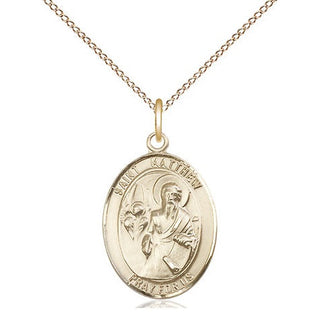 14kt Gold Filled Saint Matthew the Apostle Medal Religious Jewelry Engraved Catholic Saint Jewelry