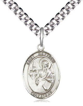 Pewter Saint Matthew the Apostle Medal Religious Jewelry Engraved Catholic Saint Jewelry
