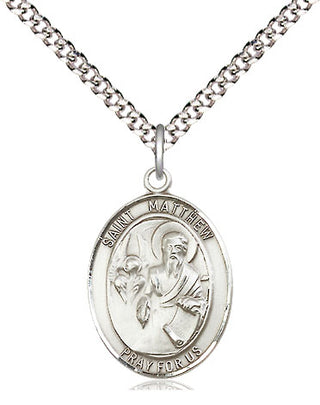 Pewter Saint Matthew the Apostle Medal Religious Jewelry Engraved Catholic Saint Jewelry