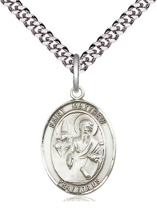 Pewter Saint Matthew the Apostle Medal Religious Jewelry Engraved Catholic Saint Jewelry