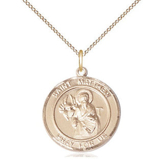 14kt Gold Filled Saint Matthew the Apostle Medal Religious Jewelry Engraved Catholic Saint Jewelry