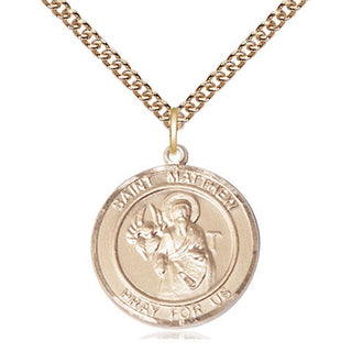 14kt Gold Filled Saint Matthew the Apostle Medal Religious Jewelry Engraved Catholic Saint Jewelry