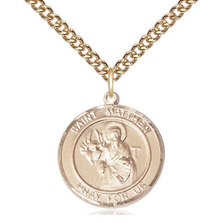 14kt Gold Filled Saint Matthew the Apostle Medal Religious Jewelry Engraved Catholic Saint Jewelry
