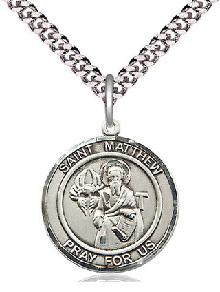 Pewter Saint Matthew the Apostle Medal Religious Jewelry Engraved Catholic Saint Jewelry