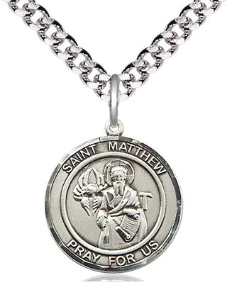 Pewter Saint Matthew the Apostle Medal Religious Jewelry Engraved Catholic Saint Jewelry