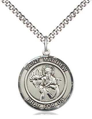 Pewter Saint Matthew the Apostle Medal Religious Jewelry Engraved Catholic Saint Jewelry