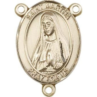 14kt Gold Saint Martha Rosary Center Rosary Center Engraved Catholic Saint Jewelry