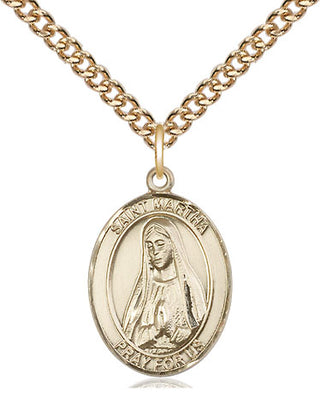 14kt Gold Saint Martha Medal Engraved Catholic Saint Jewelry