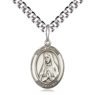 Pewter Saint Martha Medal Religious Jewelry Engraved Catholic Saint Jewelry