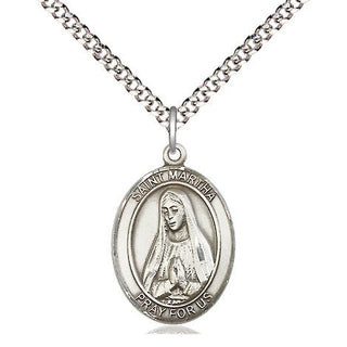 Pewter Saint Martha Medal Religious Jewelry Engraved Catholic Saint Jewelry