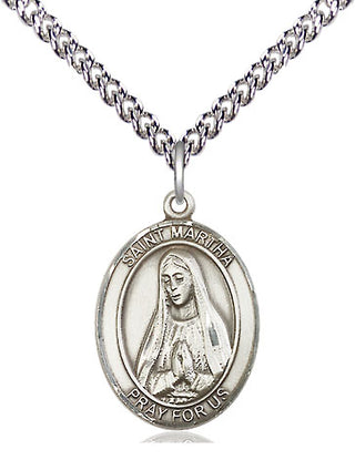Sterling Silver Saint Martha Medal Religious Jewelry Engraved Catholic Saint Jewelry