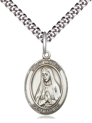 Sterling Silver Saint Martha Medal Religious Jewelry Engraved Catholic Saint Jewelry
