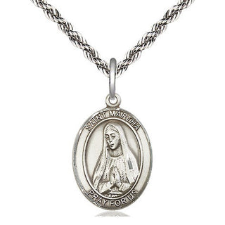 Sterling Silver Saint Martha Medal Religious Jewelry Engraved Catholic Saint Jewelry